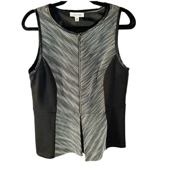 Top – Size Medium Calvin Klein Houndstooth & Pleather Panel Sleeveless Top - Picture 1 of 3